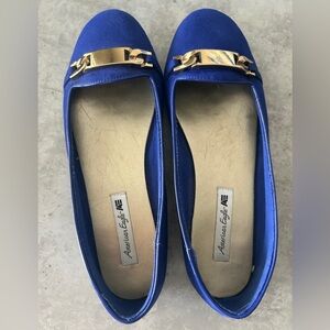 American Eagle Royal Blue Loafers with Gold Detail